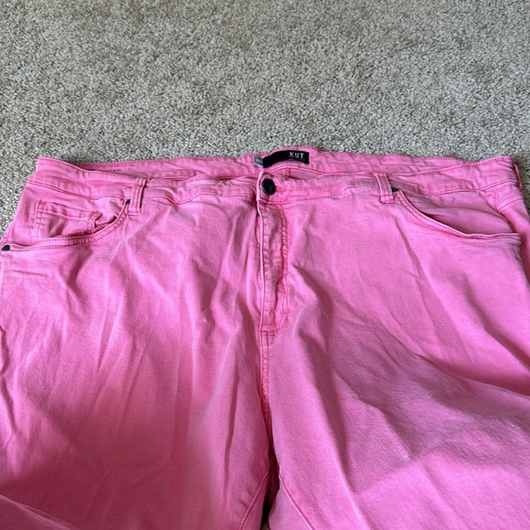 Kut From The Kloth Pink Catherine Crop Straight Leg Denim Size 28W - Picture 4 of 8